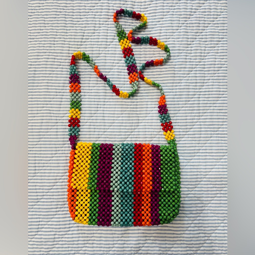 Colorful Beaded Crossbody Bag